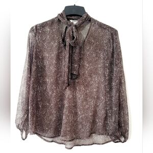 Womans BB Dakota sheer blouse size medium tie neck Flowy lightweight